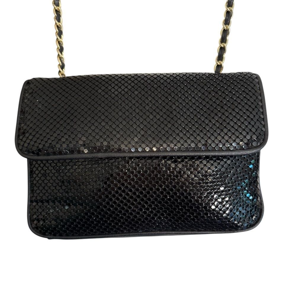 Whiting & Davis Black Mesh Women’s Crossbody Shoulder Bag With Chain Strap - Picture 4 of 16